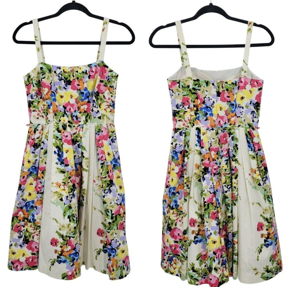 Womens Petite Colorful Garden Baby Doll‎ Dress Sz 4P Floral Sleeveless Cotton